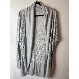 Bar III Open Weave Sweater Silver Grey Sz Large 100% Rayon Very Lightweight